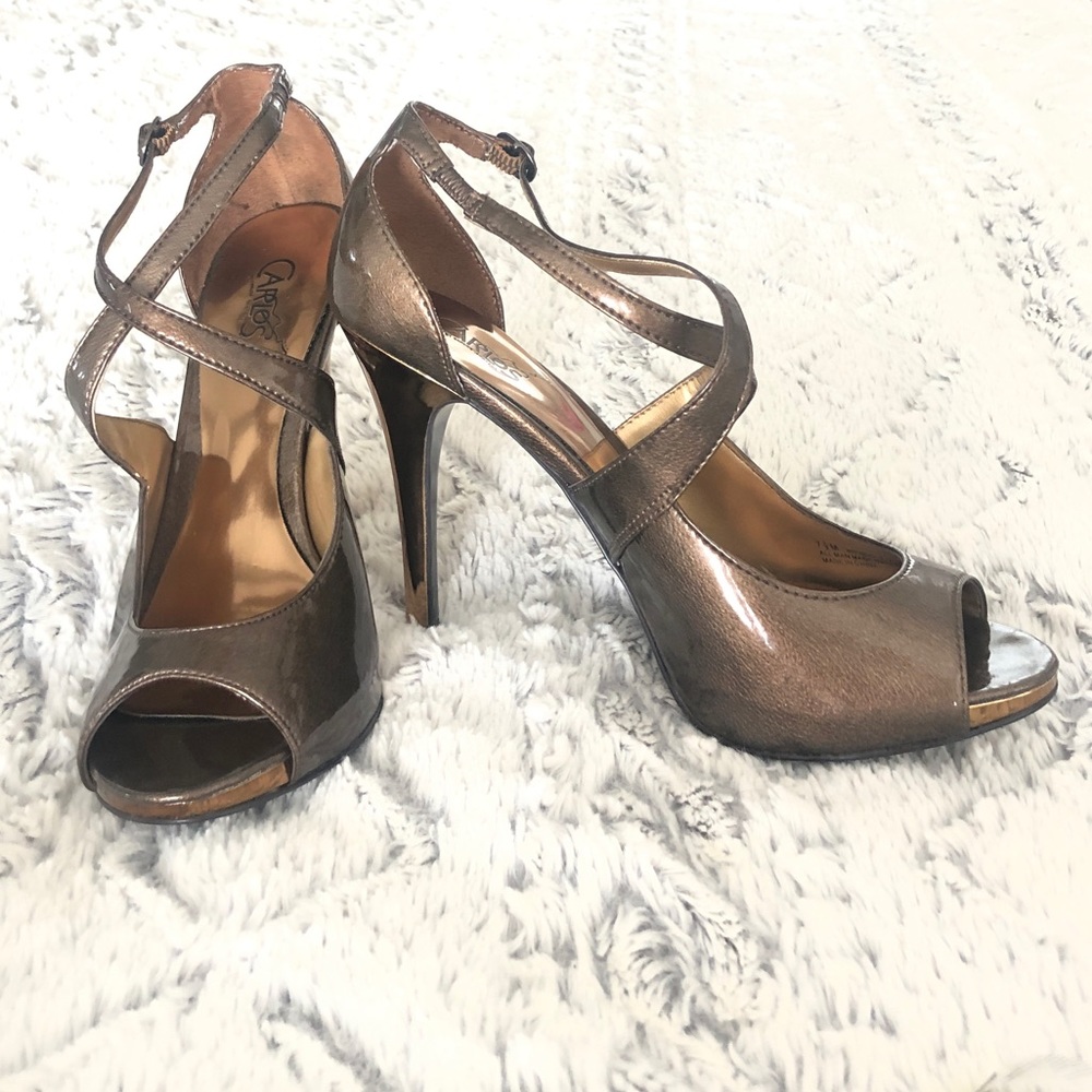 Carlos Santana Copper/Gold Cris-Cros Strap Heels